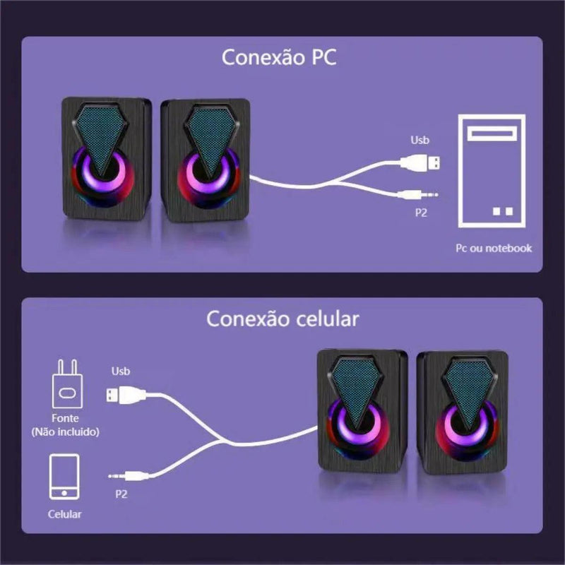 Caixa de som PC Gamer Com Luz RGB para PC - Loja Marc's