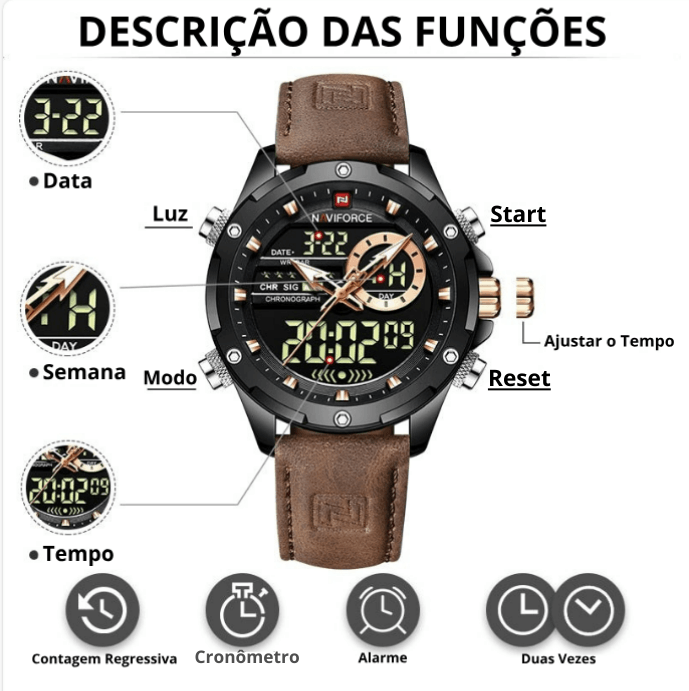 Relógio Masculino Digital NAVIFORCE - Military Gem - Loja Marc's